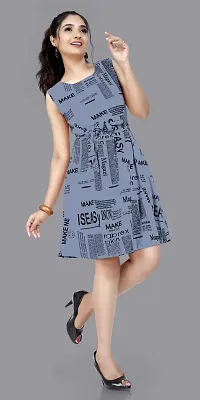 Stylish Grey Crepe Printed A-Line Dress For Women-thumb2