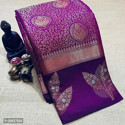 Stylish Purple Art Silk Saree with Blouse piece For Women-thumb0