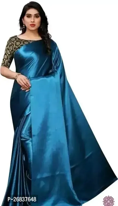 Stylish Blue Art Silk Saree with Blouse piece For Women-thumb0