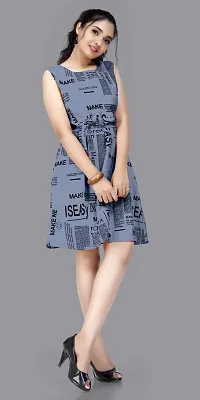 Stylish Grey Crepe Printed A-Line Dress For Women-thumb3