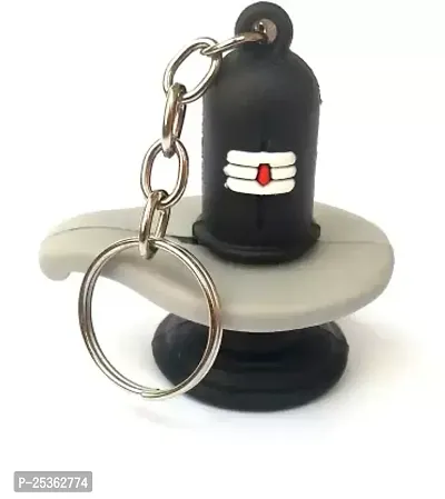 Lord Shiv Bholenath Shivling Rubber Keychain for Car Bike Birthday Gift, Purse Bag Pendant Keyrings-thumb0