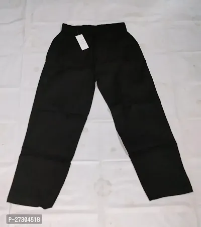 Elegant Black Cotton Solid Trousers For Women-thumb0