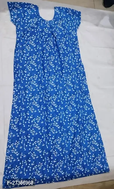 Elegant Blue Rayon Printed Nighty For Women-thumb0