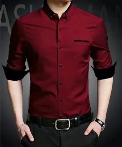 Hotselling Men's Solid Slim Fit Shirts