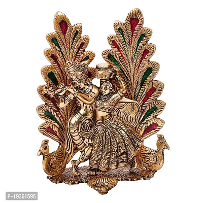 Pinkcity Forever Radha Krishna Idol Statue with Diya Peacock Design Decorative Showpiece