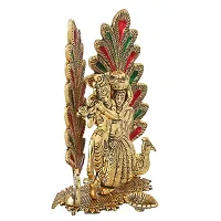 Pinkcity Forever Radha Krishna Idol Statue with Diya Peacock Design Decorative Showpiece-thumb1