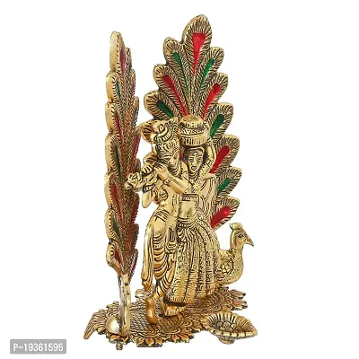 Pinkcity Forever Radha Krishna Idol Statue with Diya Peacock Design Decorative Showpiece-thumb2