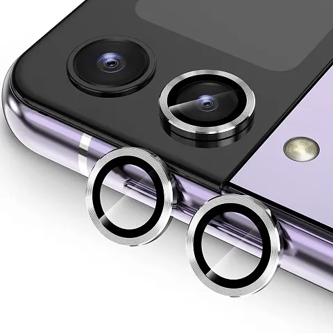 ZARALA Camera Lens Screen Protector for Samsung Galaxy Z Flip 4, Individual Anti Scratch Metal Tempered Glass Camera Cover for Galaxy Z Flip 4 5G, 1 Pack (Silver)