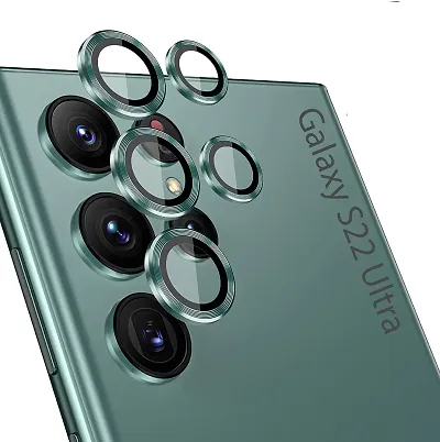ZARALA Metal [3+2+Install Tray] Camera Lens Protector Compatible for Samsung Galaxy S22 Ultra (6.8"") Accessories Aluminum Alloy & Lens Tempered Glass [Shatter/Water/Fog/Drop-Proof] - Fog Pine Green