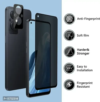 ZARALA [1 +1 Pack Privacy Screen Protector for Oppo Reno8 Lite 5G Black Camera Tempered Glass, [9H Hardness] [Anti Scratch] Anti-Spy Protector Film Compatible with Oppo Reno8 Lite 5G-thumb2