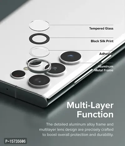 ZARALA S22 Ultra Camera Lens Protector Compatible with Samsung Galaxy S22 Ultra [Psck Of 5] Scratch-Resistant Ultra-Thin Tempered Glass with Aluminum Edge-Silver-thumb3