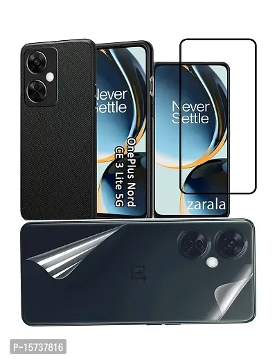 ZARALA For Oneplus Nord CE 3 Lite 5G Tempered Glass Front and Back Screen Protector Shock Proof with Camera Protection Mobile Back Dotted Case Phone Cover for Oneplus Nord CE 3 Lite 5G[Pack of 3]-thumb0