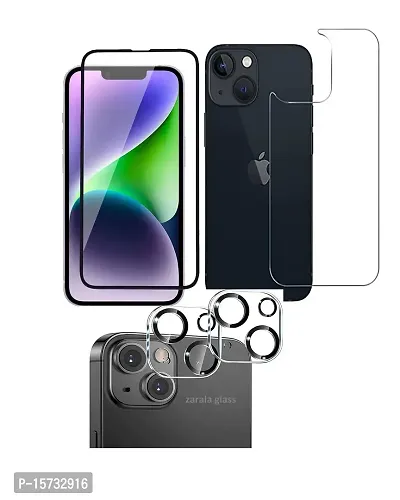 ZARALA [3 Pack For iPhone 13 Edge To Edge Front and Ultra Thin Flexible Back Screen Guard matte With Camera Lens Protector,Front  Back Tempered with Camera Glass For iPhone 13 [3 Pack]