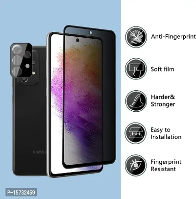 ZARALA [1 +1 Pack Privacy Screen Protector for Samsung Galaxy A73 5G Black Camera Tempered Glass, [9H Hardness] [Anti Scratch] Anti-Spy Protector Film Compatible with Samsung Galaxy A73 5G-thumb2