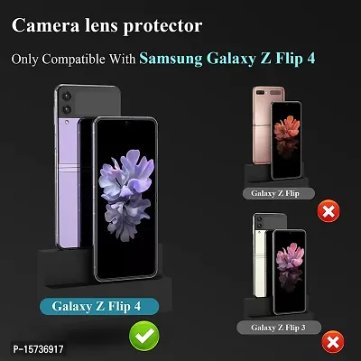 ZARALA Camera Lens Screen Protector for Samsung Galaxy Z Flip 4, Individual Anti Scratch Metal Tempered Glass Camera Cover for Galaxy Z Flip 4 5G, 1 Pack (Silver)-thumb4