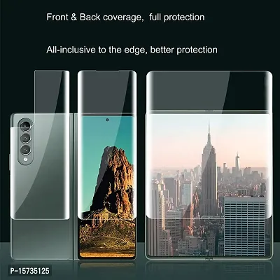 ZARALA (1 Set=3 PCS Screen Protector Compatible with Galaxy Z Fold 3, Full Covered Outer + Inner+ Back Cover Screen Protector Soft Film suit for Samsung Galaxy Z Fold 3 5G (Clear)-thumb4