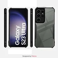 ZARALA for Samsung Galaxy S23 Ultra 5G Back Cover | Crystal Clear Transparent Back | Ultra Hyrbid | Full Camera Protection | Raised Edge | Bumper Back Case (Black)-thumb1