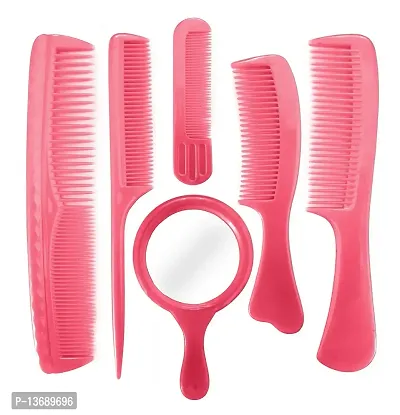 CUVLY® Hair Combs Kit Of Hair Combs Set Of 6 For Women Accessories And With 1 Hand Mirror For Shaving And Makeup For Boys And Girls Home And Salon Use, Multi Color, Pack Of 1