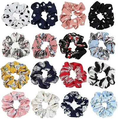 CUVLY 12 Pack Hair Scrunchies, Cotton fabric Scrunchies for Hair, Silky Hair Accessories for Girls and women | cotton Hair Rubber - MultiColor