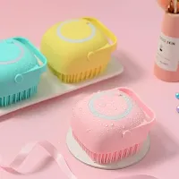 CUVLY Dog Bath Brush Body Scrubber Shampoo Dispenser Remover For Shower Bathing and Soft Silicone Brushes For Pet Puppy Dogs Cat Rabbit Horse (Multicolor 1 pcs) (Shampoo Dispenser)-thumb2