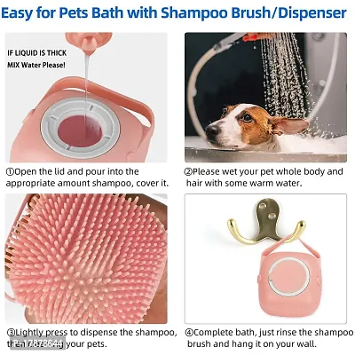 CUVLY Dog Bath Brush Body Scrubber Shampoo Dispenser Remover For Shower Bathing and Soft Silicone Brushes For Pet Puppy Dogs Cat Rabbit Horse (Multicolor 1 pcs) (Shampoo Dispenser)-thumb5