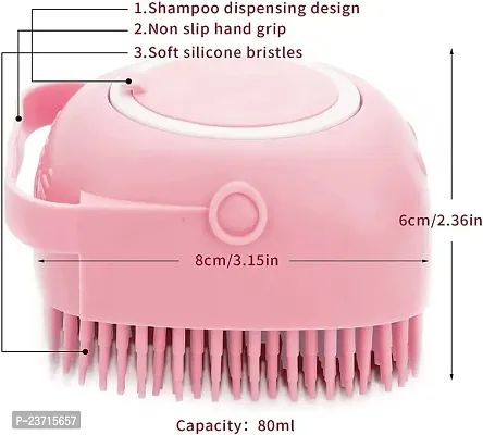 CUVLY Dog Bath Brush Body Scrubber Shampoo Dispenser Remover For Shower Bathing and Soft Silicone Brushes For Pet Puppy Dogs Cat Rabbit Horse (Multicolor 1 pcs) (Shampoo Dispenser)-thumb2