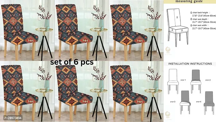 Attractive Slipcovers Elastic Printed Stretchable Dining Chair Covers Set of 6 chair cover (Stretchable ,Removable, Washable)