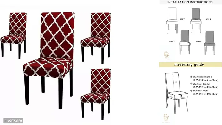 Attractive Slipcovers Elastic Printed Stretchable Dining Chair Covers SET OF 4 chair cover (Stretchable ,Removable, Washable)-thumb0