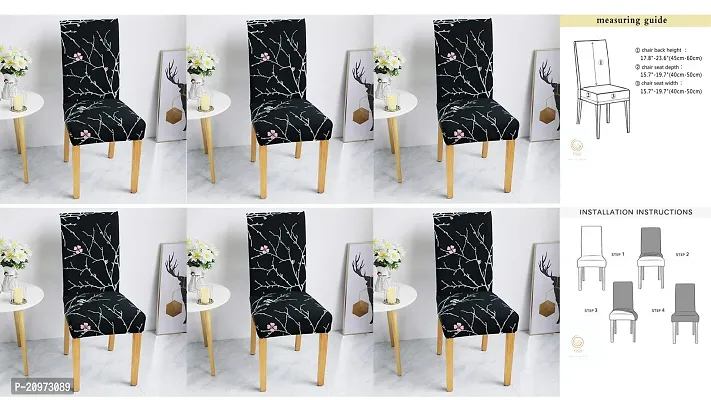 Attractive Slipcovers Elastic Printed Stretchable Dining Chair Covers Set of 6 chair cover (Stretchable ,Removable, Washable)-thumb0