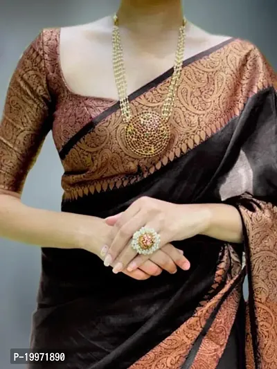 Womens Kanjivaram Soft Lichi Silk Saree With Blouse Piece-thumb3