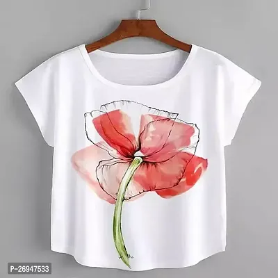 Elegant White Cotton Tshirt For Women-thumb0