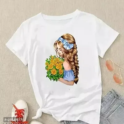 Elegant White Cotton Tshirt For Women-thumb0