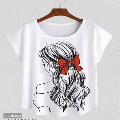 Elegant White Cotton Tshirt For Women-thumb0