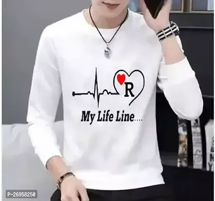 Comfortable White Cotton Printed Round Neck Tees For Men-thumb0