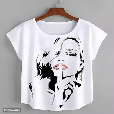 Elegant White Cotton Tshirt For Women-thumb0