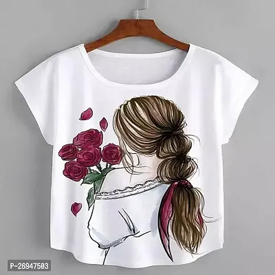 Elegant White Cotton Tshirt For Women-thumb0