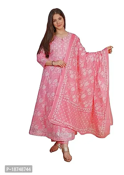 Beautyful  Printed Chanderi Silk Kurta Pant With Dupatta