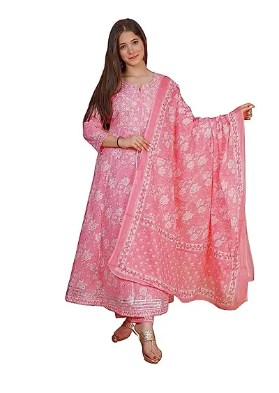 Beautyful Printed Chanderi Silk Kurta Pant With Dupatta