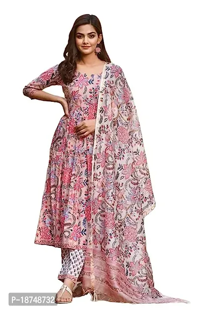 Beautyful  Printed Chanderi Silk Kurta Pant With Dupatta