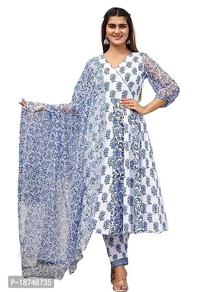 Beautyful  Printed Chanderi Silk Kurta Pant With Dupatta