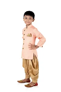 Trendy Pink Cotton Blend Sherwani and Dhoti Set For Boys-thumb1