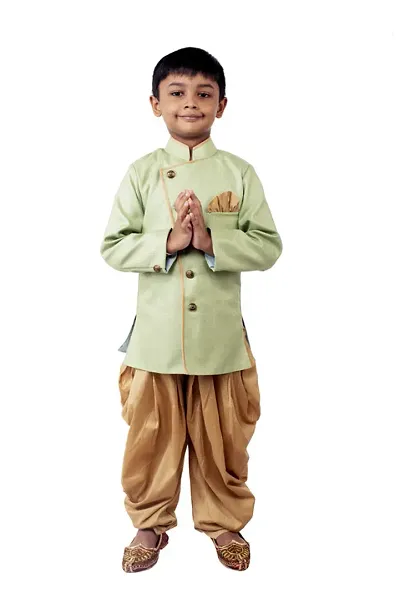 Trendy Blend Sherwani and Dhoti Set For Boys