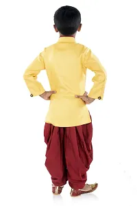 Trendy Yellow Cotton Blend Sherwani and Dhoti Set For Boys-thumb3