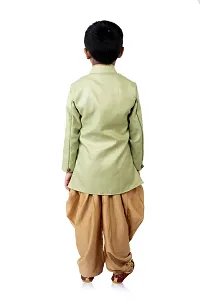 Trendy Green Cotton Blend Sherwani and Dhoti Set For Boys-thumb3