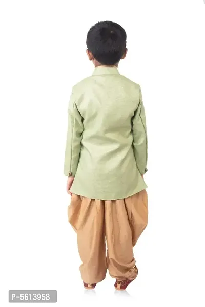 Cotton Blend Sherwani And Dhoti Set-thumb3