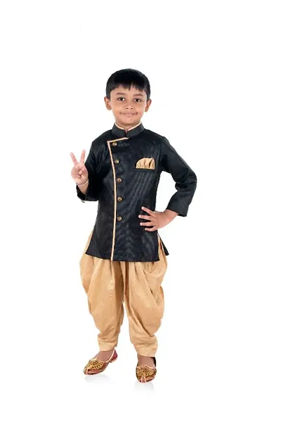 Boy's Festive Wear Sherwani And Dhoti Set