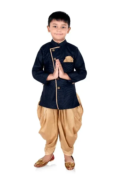 Boy's Cotton Sherwani and Dhoti Set