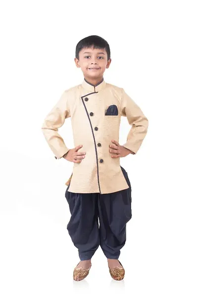 Boy's Cotton Sherwani and Dhoti Set