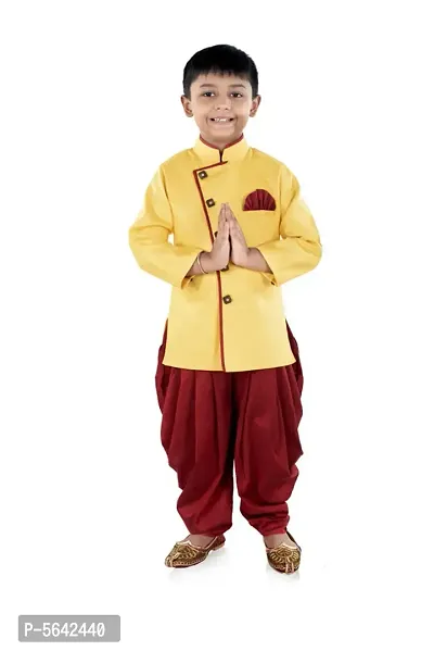 Trendy Cotton Bland Sherwani and Dhoty Set for Boys-thumb0