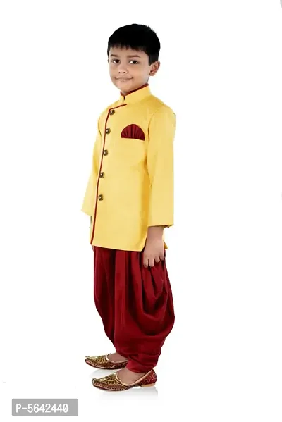 Trendy Cotton Bland Sherwani and Dhoty Set for Boys-thumb2